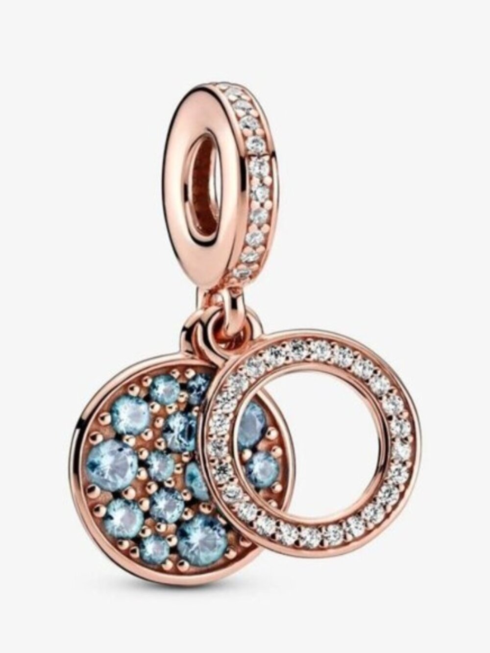Pandora Sparkling Blue Disc Double Dangle Charm
